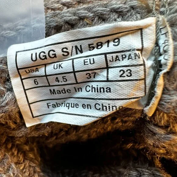 UGG Cable Knit Boots Grey Tall / Fold Over For Shorter Length 3 Button US Size 6 - Picture 3 of 11